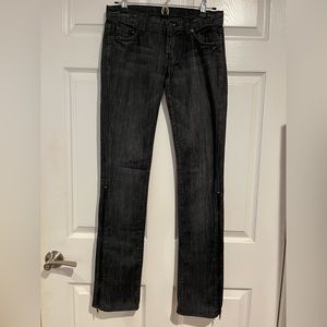 7 for all mankind dark wash/black jeans with leg zippers. Very good condition!